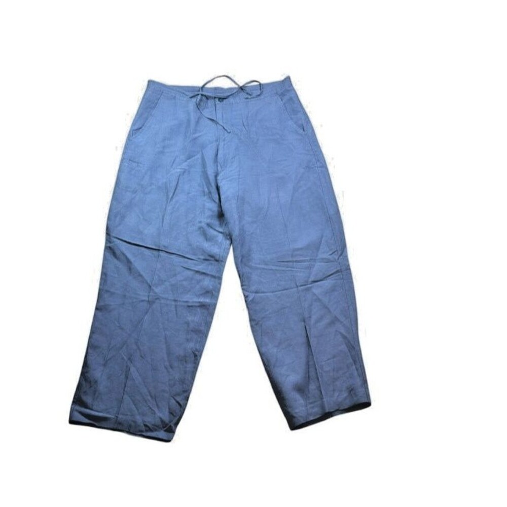 Linea Uomo Linen Blend Pants Mens 38x30 (37x28) Drawstring Beach Vacation Blue